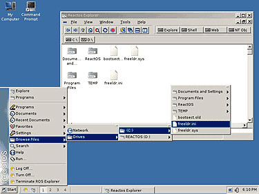 Captura del escritorio del ReactOS