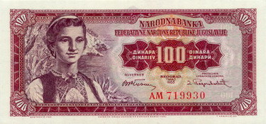 100 dinares de 1955