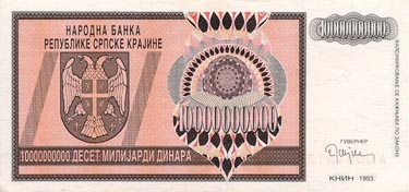 10.000.000.000 dinares de la Krajina de 1993