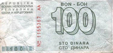 100 dinares de 1992