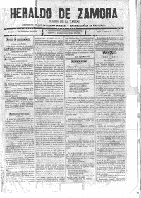 Portada del primer ejemplar del Heraldo de Zamora del 1 de diciembre de 1896