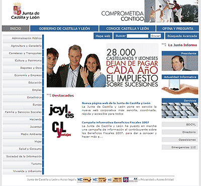 Captura de la nueva web de la Junta de Castilla y León