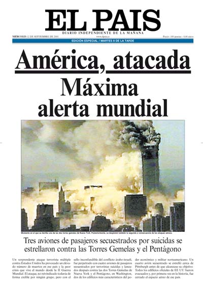 La portada de la edición especial de El País del 11 de septiembre